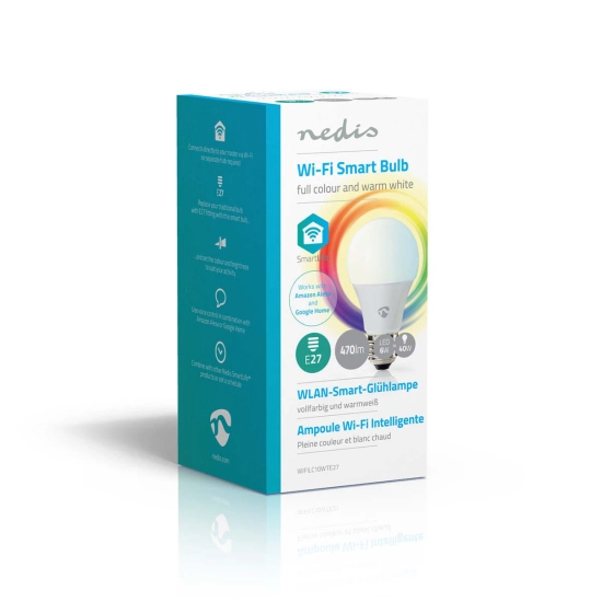 Žarulja LED E27 sa Wifi kontrolom, RGB-2700K, Nedis WIFILRC10E27