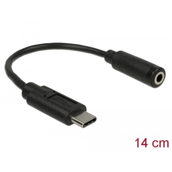 Adapter DELOCK, USB Type-C (M) na 3.5mm Stereo Jack (Ž), 14cm