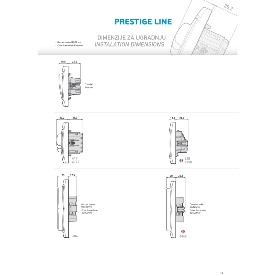 Prekidač zidni serijski, 10A, 250V~, Prestige line 606.00