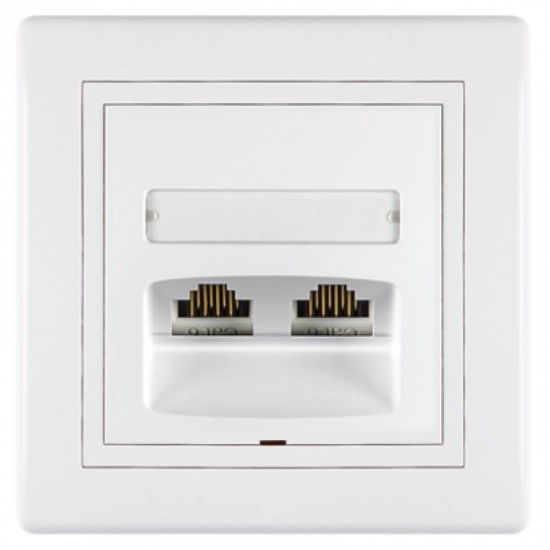 Kompjuterska utičnica s Keystone modulima, 2xRJ45 8/8, Cat6 UTP, Prestige line 615.000