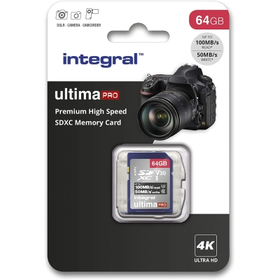 Memorijska kartica INTEGRAL Premium High Speed, SDHC/XC, 64GB, INSDX64G-100/70V30, V30 UHS-I U3   - Memorijske kartice