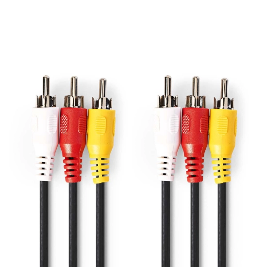 Kabel NEDIS, 3xRCA (M) na 3xRCA (M), crni, 3m, polybag Kabel NEDIS, 3xRCA (M) na 3xRCA (M), crni, 3m, polybag