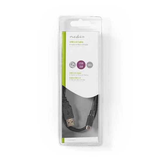 Kabel NEDIS CCGB60500BK10, USB A 2.0 (M) na USB micro B 2.0 (M), 1m Kabel NEDIS CCGB60500BK10, USB A 2.0 (M) na USB micro B 2.0 (M), 1m