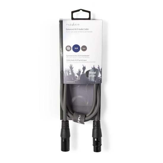 Kabel NEDIS, XLR (M) na XLR (Ž), sivi, 1.5m Kabel NEDIS, XLR (M) na XLR (Ž), sivi, 1.5m