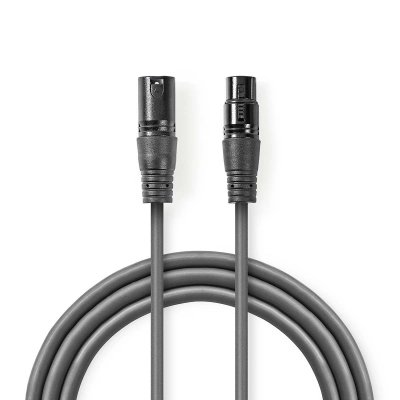 Kabel NEDIS, XLR (M) na XLR (Ž), sivi, 1.5m   - Audio kabeli