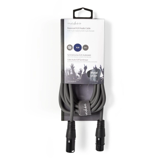 Kabel NEDIS, XLR (M) na XLR (Ž), sivi, 3m Kabel NEDIS, XLR (M) na XLR (Ž), sivi, 3m