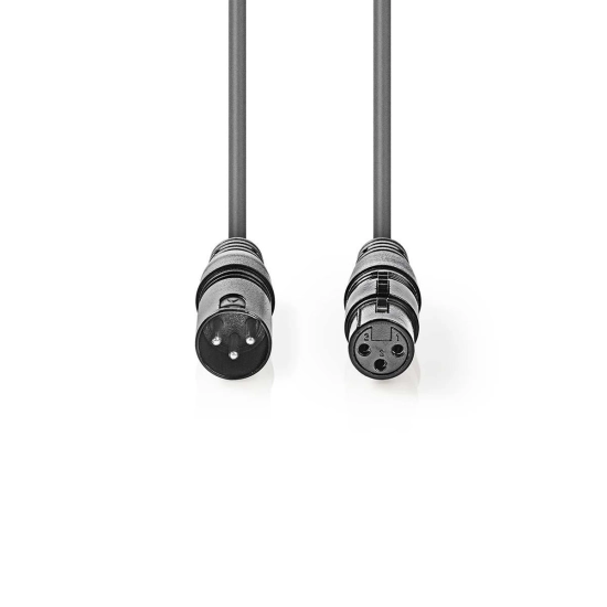 Kabel NEDIS, XLR (M) na XLR (Ž), sivi, 3m Kabel NEDIS, XLR (M) na XLR (Ž), sivi, 3m