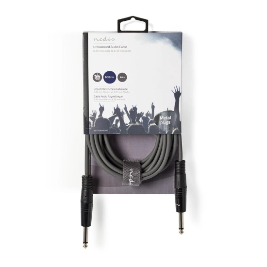 Kabel za gitaru NEDIS, 6,35 mm TS (M) na 6,35 mm TS (M), sivi, 5m Kabel za gitaru NEDIS, 6,35 mm TS (M) na 6,35 mm TS (M), sivi, 5m