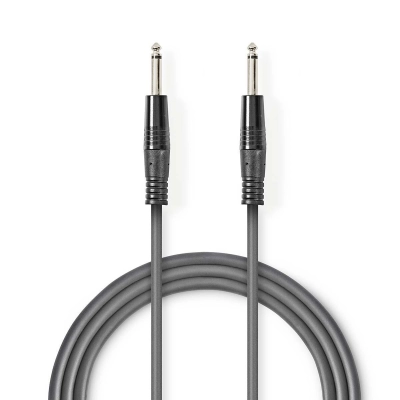 Kabel za gitaru NEDIS, 6,35 mm TS (M) na 6,35 mm TS (M), sivi, 5m   - Audio kabeli
