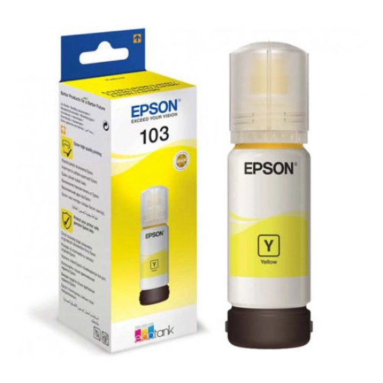 Tinta EPSON 103, C13T00S44A, žuta, za EcoTank L11050/L1110/L1210/L1250/L3110/L3111/L3150/L3151/L3156/L3160/L3210/L3211/L3250/L3251/L3256/L3260/L3266/L3550/L3560/L5190/L5290/L5296/L5590 Tinta EPSON 103, C13T00S44A, žuta, za EcoTank L11050/L1110/L1210/L1250/L3110/L3111/L3150/L3151/L3156/L3160/L3210/L3211/L3250/L3251/L3256/L3260/L3266/L3550/L3560/L5190/L5290/L5296/L5590