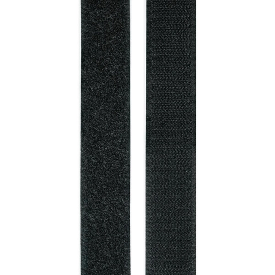 Traka čičak 200x2,5 cm, kukica+petlja, crna samoljepiva 