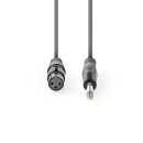 Kabel NEDIS, 6.35mm TS (M) na XLR 3-Pin (Ž), sivi, 5m