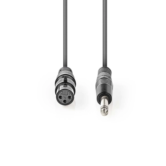 Kabel NEDIS, 6.35mm TS (M) na XLR 3-Pin (Ž), sivi, 5m Kabel NEDIS, 6.35mm TS (M) na XLR 3-Pin (Ž), sivi, 5m