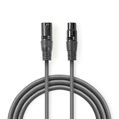Kabel NEDIS, XLR (M) na XLR (Ž), sivi, 5m   - Audio kabeli