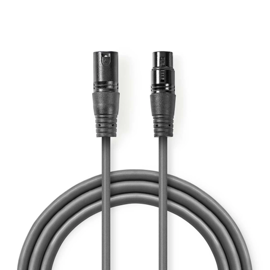 Kabel NEDIS, XLR (M) na XLR (Ž), sivi, 5m Kabel NEDIS, XLR (M) na XLR (Ž), sivi, 5m
