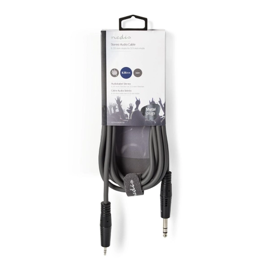 Kabel NEDIS audio stereo, 6.35mm (M) na 3.5mm (M), sivi, 3m Kabel NEDIS audio stereo, 6.35mm (M) na 3.5mm (M), sivi, 3m