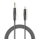 Kabel NEDIS audio stereo, 6.35mm (M) na 3.5mm (M), sivi, 3m