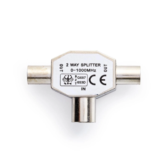 Adapter NEDIS, antenski IEC (Ž) na 2x antenski IEC (M), T oblik, srebrni, polybag Adapter NEDIS, antenski IEC (Ž) na 2x antenski IEC (M), T oblik, srebrni, polybag