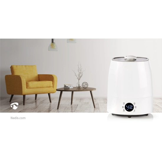 Ovlaživač NEDIS HUMI120CWT, 110 W, s hladnom i toplom maglom, 5,5 l, higrometar, mjerač vremena, prikladno za prostor do 50 m2, sivo bijela Ovlaživač NEDIS HUMI120CWT, 110 W, s hladnom i toplom maglom, 5,5 l, higrometar, mjerač vremena, prikladno za prostor do 50 m2, sivo bijela