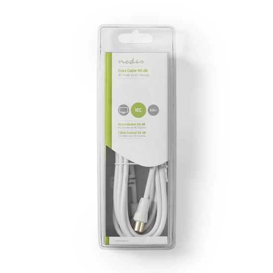 Kabel NEDIS antenski (M) na (Ž), bijeli, 3m, ravni, blister