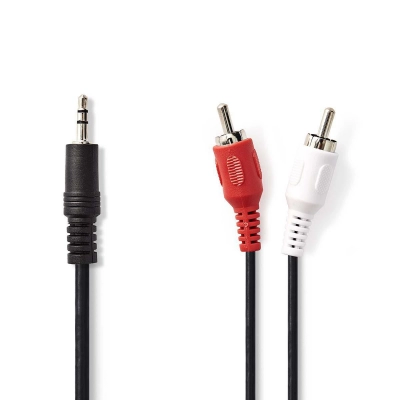 Kabel NEDIS audio stereo, 3.5mm (M) na 2xRCA (M), crni, 10m, polybag   - Audio kabeli