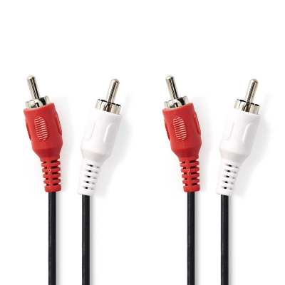 Kabel NEDIS, 2xRCA (M) na 2xRCA (M), crni, 10m, polybag   - Audio kabeli