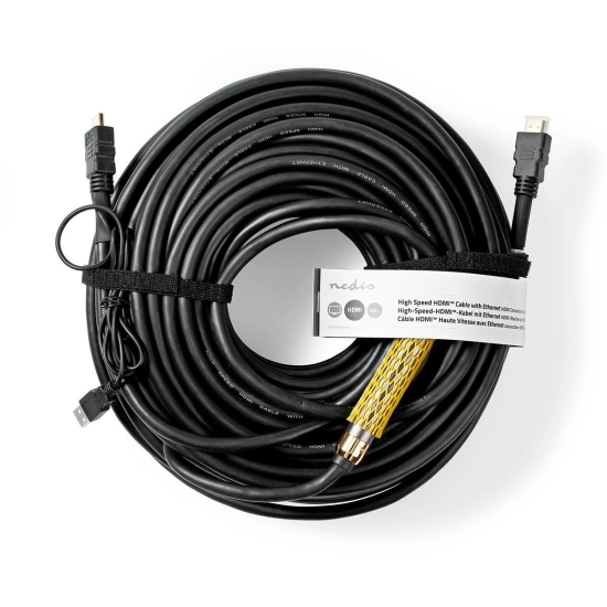 Kabel NEDIS, HDMI (M) na HDMI (M), crni, 40m, ethernet, pozlaćeni, polybag