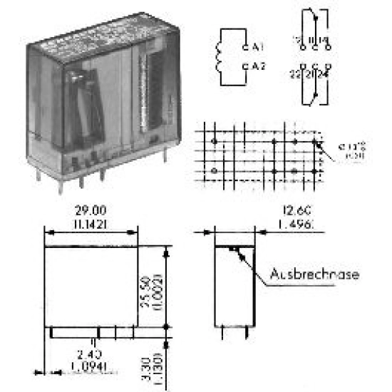 Relej 220VAC, 8A  2xpreklopni FINDER F4052