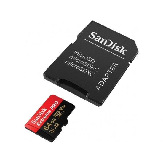 Memorijska kartica SANDISK Extreme Pro, micro SDXC, 64GB, SDSQXCY-064G-GN6MA, A2 C10 V30 UHS-I U3 + SD Adapter + Rescue Pro
