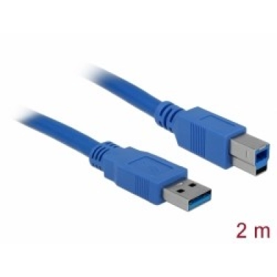 Kabel DELOCK, USB 3.0 A (M) na USB 3.0 B (M), 2m, plavi 82434   - Podatkovni kabeli