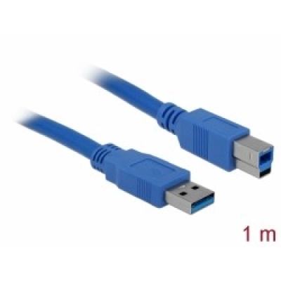 Kabel DELOCK, USB 3.0 A (M) na USB 3.0 B (M), 1m, plavi 82580   - Podatkovni kabeli