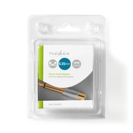 Adapter NEDIS, 6.35mm TS (M) na RCA (Ž), srebrni, blister Adapter NEDIS, 6.35mm TS (M) na RCA (Ž), srebrni, blister