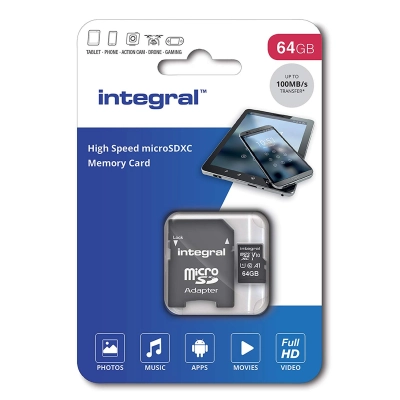 Memorijska kartica INTEGRAL UltimaPro, micro SD, 64GB, INMSDX64G-100V10, V10 UHS-I U1 - Memorijske kartice Memorijska kartica INTEGRAL UltimaPro, micro SD, 64GB, INMSDX64G-100V10, V10 UHS-I U1 - Memorijske kartice