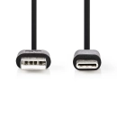 Kabel NEDIS CCGP60600BK10, USB A (M) na USB C (M), crni, 1m