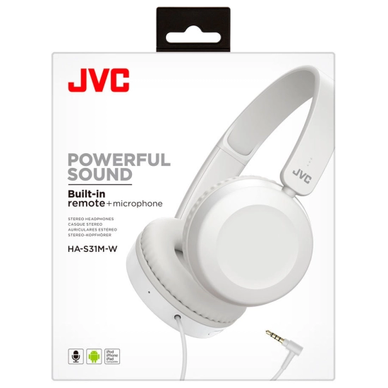 Slušalice JVC HA-S31MWE, on-ear, 3.5mm, bijele