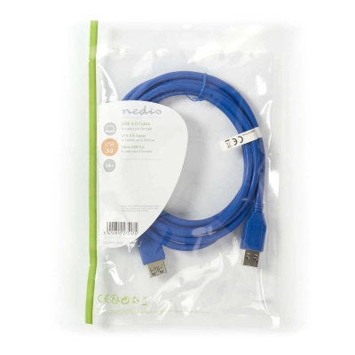 Kabel NEDIS CCGP61010BU20, USB 3.0 A (M) na USB 3.0 A (F), produžni, plavi, 2m      - Podatkovni kabeli