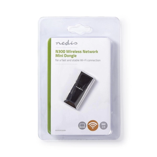 Mrežna kartica adapter USB, NEDIS WSNWM300BK, N300, nano