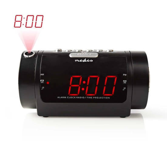 Radio budilica NEDIS, 0.9incha LED zaslon, projekcijski sat, crna