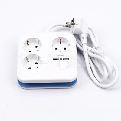 Kabel produžni V-TAC 8799, 3x šuko, 2x USB A priključkom, bijeli - Produžni kabeli Kabel produžni V-TAC 8799, 3x šuko, 2x USB A priključkom, bijeli - Produžni kabeli