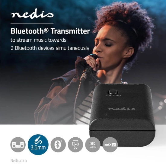 Bežični audio transmiter NEDIS, Bluetooth, dual pairing Bežični audio transmiter NEDIS, Bluetooth, dual pairing