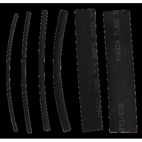 Bužir termo - set 100 x 10cm, crni, 2:1, u PVC vrećici