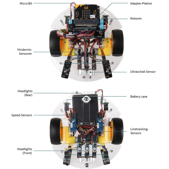 Šasija za izradu robota, JOY-IT Joy-Car, za Microbit, 2 motora, akril