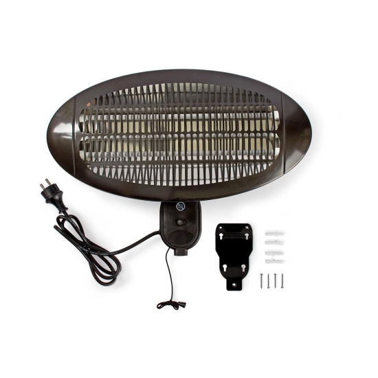 Grijalica NEDIS HTPA110EBK, 650/1300/2000W,  za dvorište, terasu, 3 postavke topline, montaža na zid, kut  0-45 stupnjeva, IP34 zaštita od prskanja