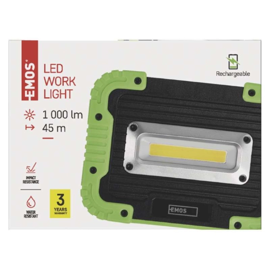 LED reflektor 10 W punjivi, 3,7V, 4400mAh Liion baterija, Emos P4533