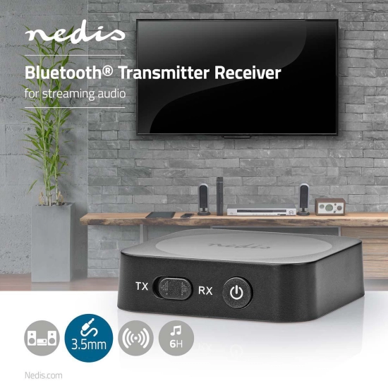 Bežični Audio Transmitter Receiver NEDIS BTRC100BK, Bluetooth, 3.5 mm output