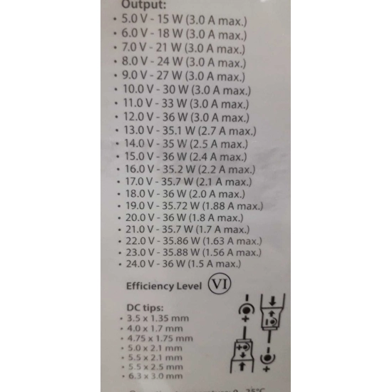 Adapter switch. DC 5-24 V 3/1,5A Nedis ACPA105 Adapter switch. DC 5-24 V 3/1,5A Nedis ACPA105