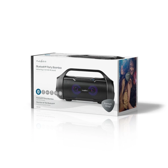 Prijenosni bluetooth zvučnik NEDIS Party Boombox SPBB310BK, TWS, vodootporni, 60W, crni