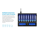 Punjač baterija Li-ion, za 8 komada baterija, USB C, XTAR VC8