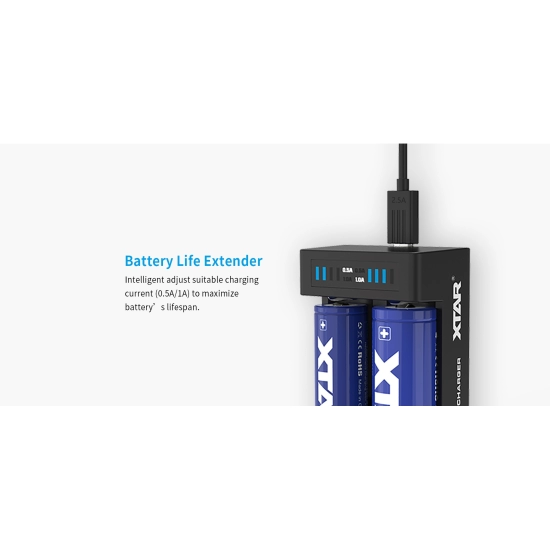 Punjač baterija Li-ion, za 2 komada baterija, USB, XTAR MC2 plus