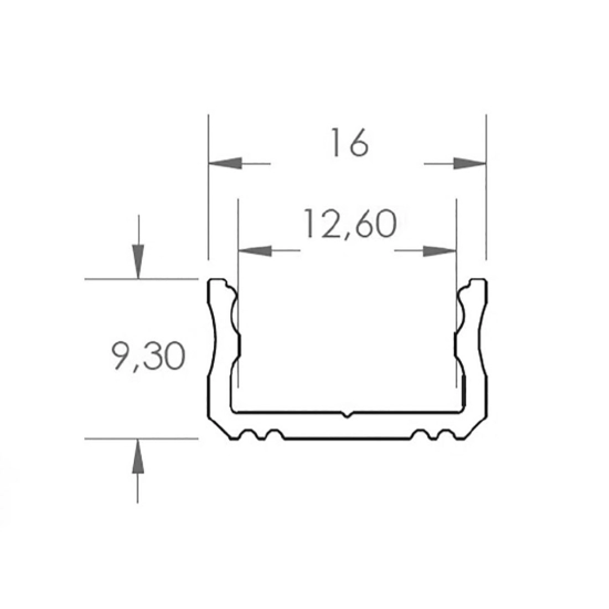 Kanal za LED traku, sa difuznim poklopcem, crni SET, SU2-B-1M-SET